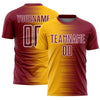 Custom Crimson Gold-White Gradient Line Sublimation Soccer Uniform Jersey