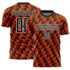 Custom Black Orange-White Line Sublimation Soccer Uniform Jersey