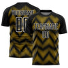 Custom Black Yellow-White Line Sublimation Soccer Uniform Jersey