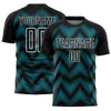 Custom Black Lakes Blue-White Line Sublimation Soccer Uniform Jersey