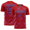 Custom Red Medium Purple-Black Line Sublimation Soccer Uniform Jersey