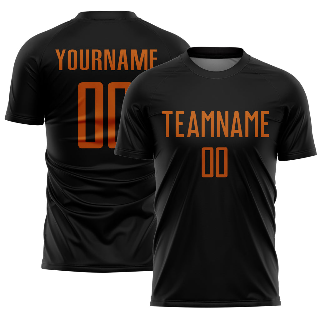 Custom Black Texas Orange Sublimation Soccer Uniform Jersey