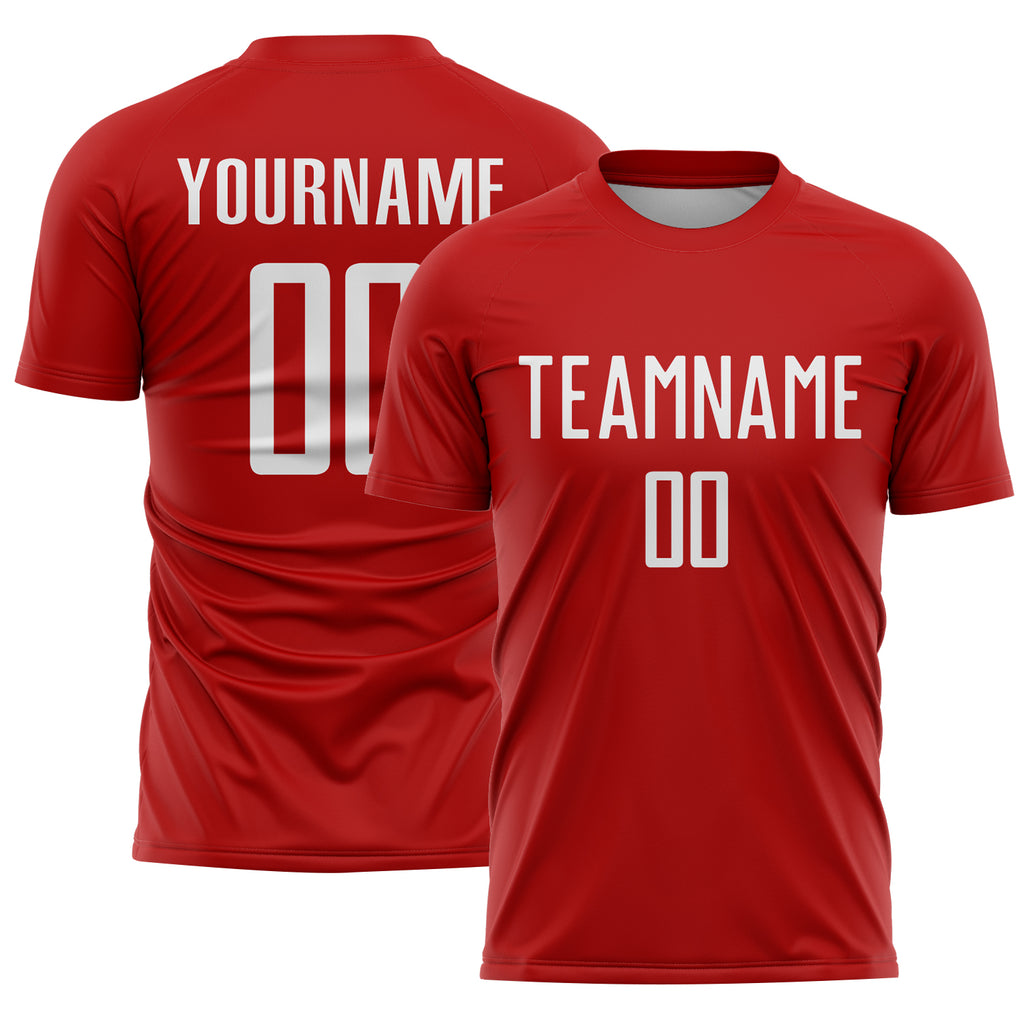 Custom Red White Sublimation Soccer Uniform Jersey
