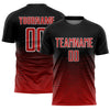 Custom Black Red-White Gradient Line Sublimation Soccer Uniform Jersey