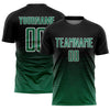 Custom Black Kelly Green-White Gradient Line Sublimation Soccer Uniform Jersey