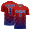 Custom Red Royal-White Gradient Line Sublimation Soccer Uniform Jersey