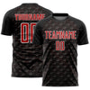 Custom Black Red-White Geometric Shape Sublimation Soccer Uniform Jersey