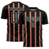 Custom Black Orange-White Stripe Line Sublimation Soccer Uniform Jersey