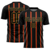 Custom Black Red-Old Gold Stripe Line Sublimation Soccer Uniform Jersey
