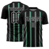 Custom Black Kelly Green-White Stripe Line Sublimation Soccer Uniform Jersey