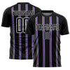 Custom Black Purple-White Stripe Line Sublimation Soccer Uniform Jersey