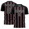 Custom Black Maroon-White Stripe Line Sublimation Soccer Uniform Jersey