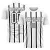 Custom White Black-Gray Stripe Line Sublimation Soccer Uniform Jersey