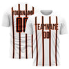 Custom White Black-Orange Stripe Line Sublimation Soccer Uniform Jersey