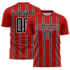Custom Red Black-White Stripe Line Sublimation Soccer Uniform Jersey