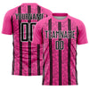 Custom Pink Black-White Stripe Line Sublimation Soccer Uniform Jersey