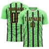 Custom Pea Green Black-Old Gold Stripe Line Sublimation Soccer Uniform Jersey