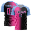 Custom Black Pink-Light Blue Sublimation Gradient Fashion Soccer Uniform Jersey