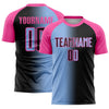 Custom Black Light Blue-Pink Sublimation Gradient Fashion Soccer Uniform Jersey