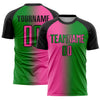 Custom Grass Green Pink-Black Sublimation Gradient Fashion Soccer Uniform Jersey