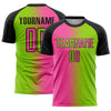 Custom Neon Green Pink-Black Sublimation Gradient Fashion Soccer Uniform Jersey