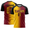 Custom Crimson Yellow-Black Sublimation Gradient Fashion Soccer Uniform Jersey