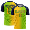 Custom Neon Green Yellow-Navy Sublimation Gradient Fashion Soccer Uniform Jersey