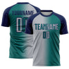 Custom Teal Gray-Navy Sublimation Gradient Fashion Soccer Uniform Jersey
