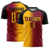 Custom Maroon Gold-Black Sublimation Gradient Fashion Soccer Uniform Jersey