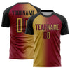 Custom Maroon Old Gold-Black Sublimation Gradient Fashion Soccer Uniform Jersey