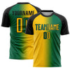 Custom Kelly Green Yellow-Black Sublimation Gradient Fashion Soccer Uniform Jersey