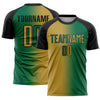 Custom Kelly Green Old Gold-Black Sublimation Gradient Fashion Soccer Uniform Jersey