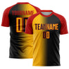 Custom Black Gold-Red Sublimation Gradient Fashion Soccer Uniform Jersey