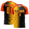 Custom Black Gold-Orange Sublimation Gradient Fashion Soccer Uniform Jersey