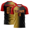 Custom Black Old Gold-Red Sublimation Gradient Fashion Soccer Uniform Jersey