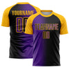 Custom Black Purple-Gold Sublimation Gradient Fashion Soccer Uniform Jersey