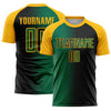 Custom Black Kelly Green-Gold Sublimation Gradient Fashion Soccer Uniform Jersey