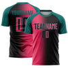 Custom Black Neon Pink-Teal Sublimation Gradient Fashion Soccer Uniform Jersey