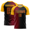 Custom Black Crimson-Gold Sublimation Gradient Fashion Soccer Uniform Jersey