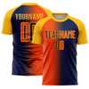 Custom Navy Orange-Gold Sublimation Gradient Fashion Soccer Uniform Jersey