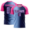 Custom Navy Light Blue-Pink Sublimation Gradient Fashion Soccer Uniform Jersey