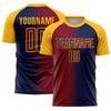 Custom Navy Maroon-Gold Sublimation Gradient Fashion Soccer Uniform Jersey
