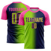 Custom Navy Neon Green-Pink Sublimation Gradient Fashion Soccer Uniform Jersey