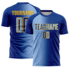 Custom Royal Light Blue-Gold Sublimation Gradient Fashion Soccer Uniform Jersey