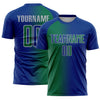 Custom Royal Kelly Green-Gray Sublimation Gradient Fashion Soccer Uniform Jersey