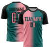 Custom Teal Medium Pink-Black Sublimation Gradient Fashion Soccer Uniform Jersey