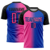 Custom Thunder Blue Pink-Black Sublimation Gradient Fashion Soccer Uniform Jersey