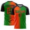 Custom Grass Green Orange-Black Sublimation Gradient Fashion Soccer Uniform Jersey