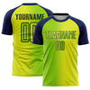 Custom Neon Yellow Neon Green-Navy Sublimation Gradient Fashion Soccer Uniform Jersey
