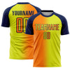 Custom Neon Yellow Bay Orange-Navy Sublimation Gradient Fashion Soccer Uniform Jersey